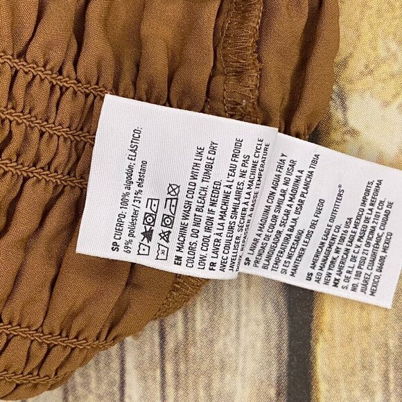 American Eagle, Brown Long Sleeve Crop Top with Ruffle Sleeves-size medium - Picture 7 of 7